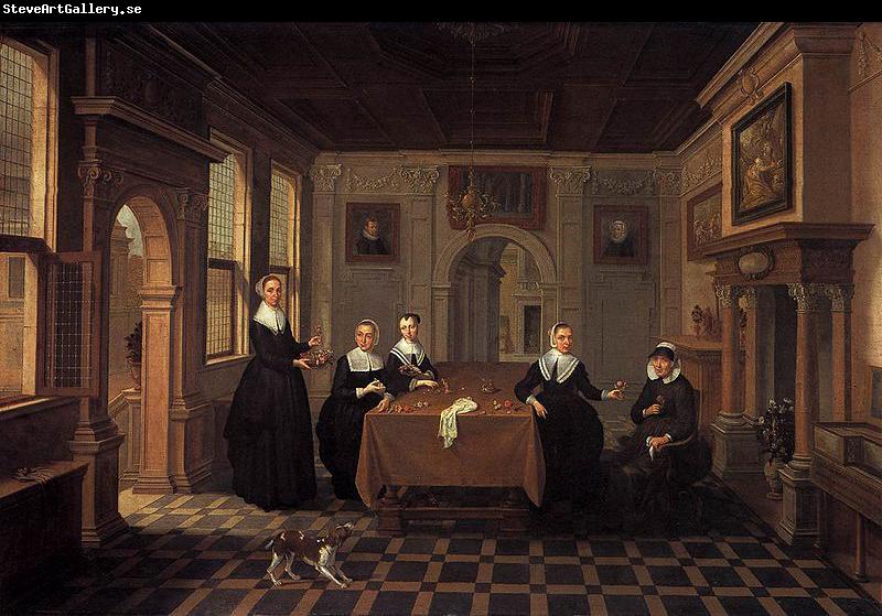 Bartholomeus van Bassen Five ladies in an interior